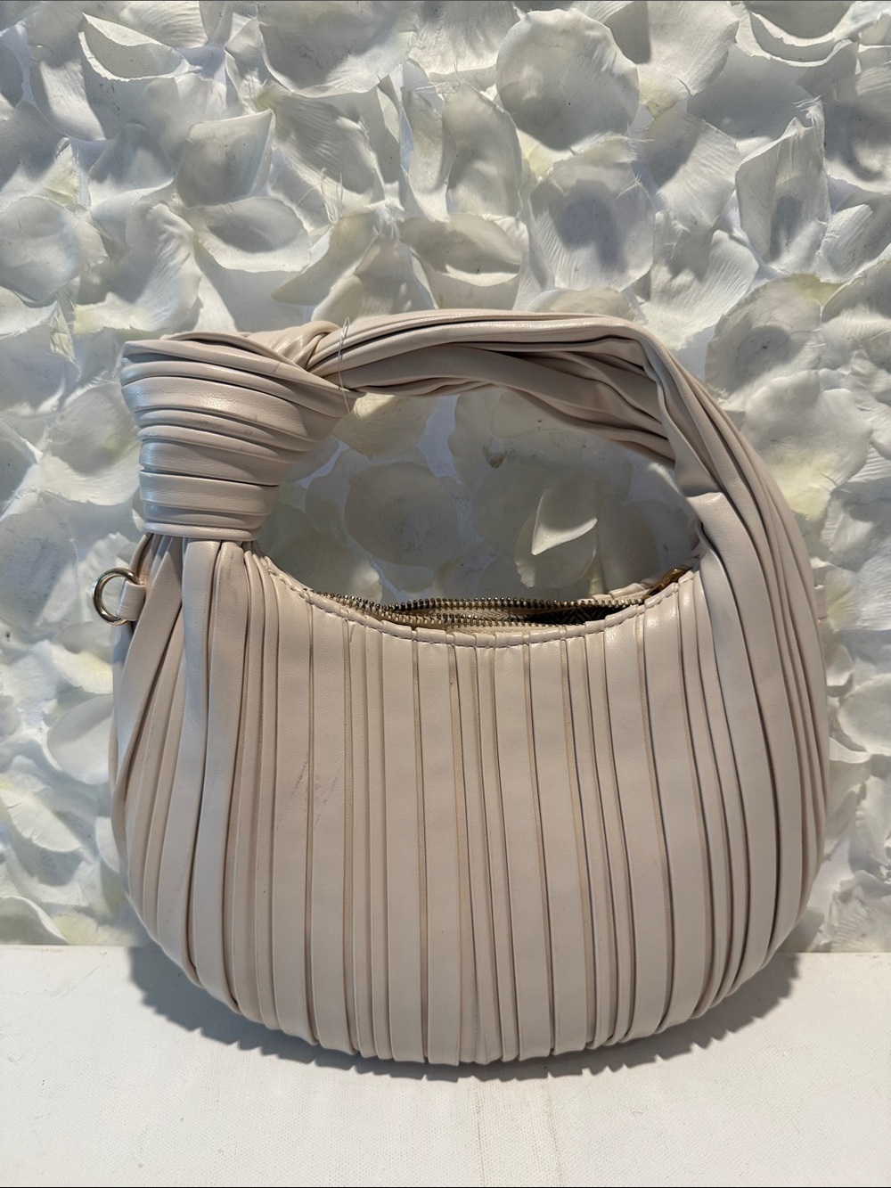 Urban Expressions Pleated Hobo Bag in Light Beige